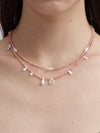 OLIO E ACETO Tanabata Special Collection Rhodonite Pearl Beaded Necklace OLIO-OA13N38-YFC Silver/Pink Orange